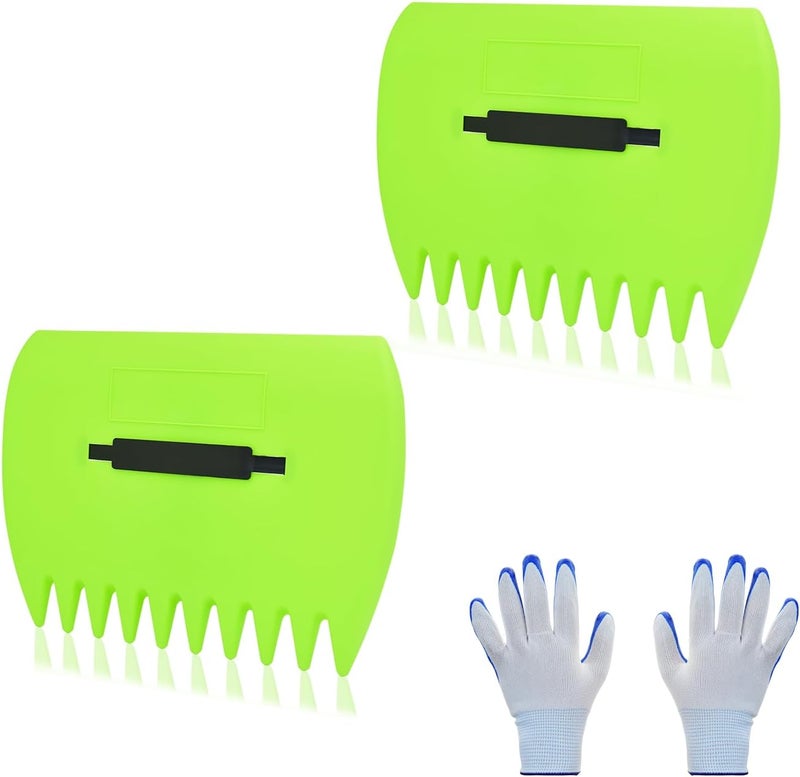 chicarry Leaf Scoops Hand Rakes, Leaf Scoops and Claws with Gloves, Lightweight Plastic Leaf Scoop, Large Leaf Grabbers for Picking Up Leaves, Clippings, Grass(1 Set, Green) - Image 1